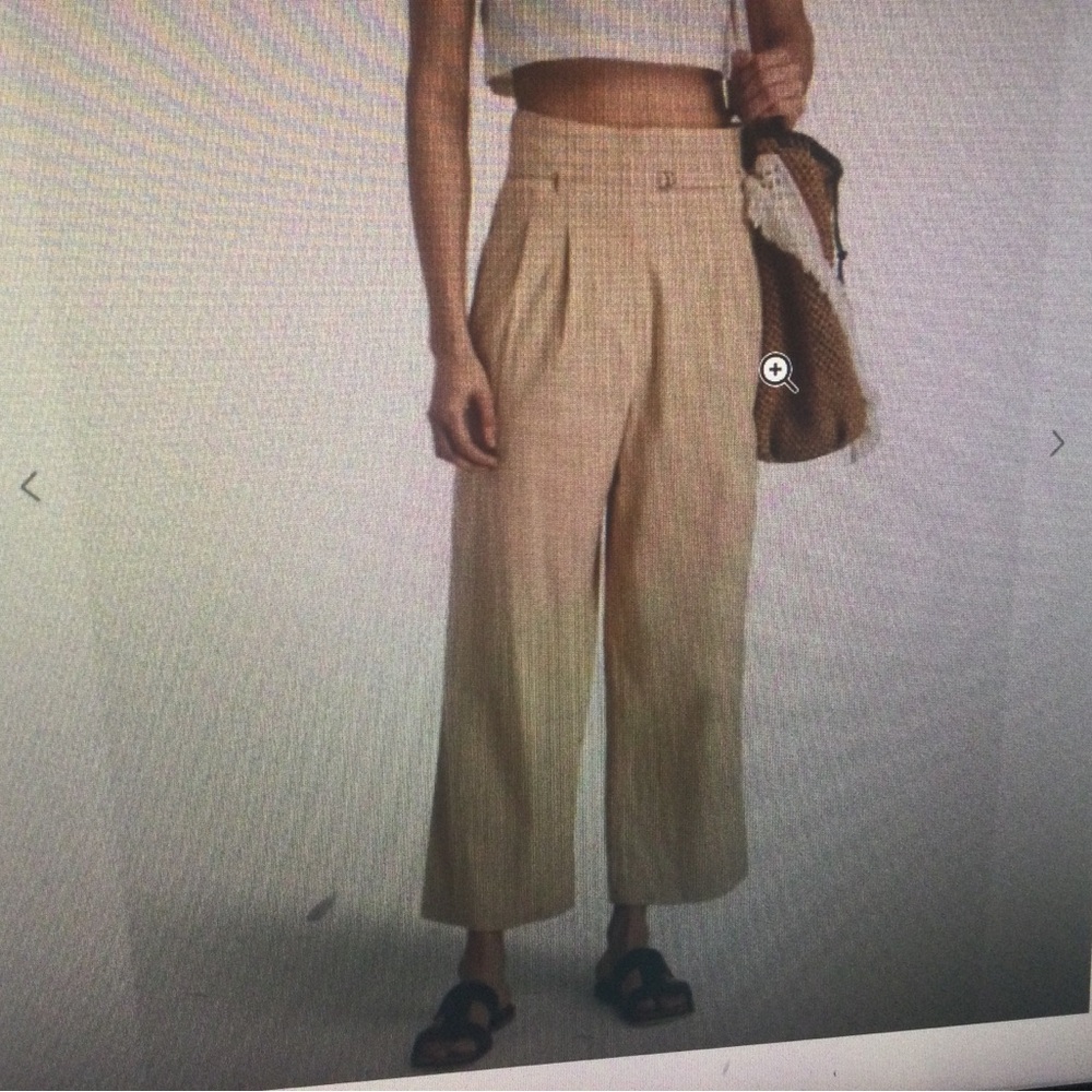Derek Lam IO Crosby High Rise Linen Blend Pants Beige Size 0 NWT